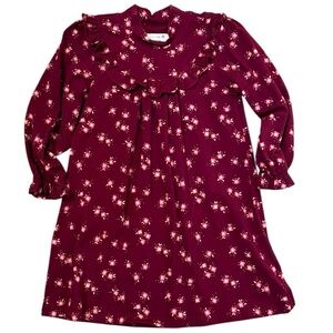 Forever Young by Sue Gang Girls Dress 7Y Vintage Style Floral Burgundy Ruffle